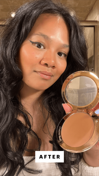 Calaor after applying the Charlotte Tilbury Airbrush Bronzer