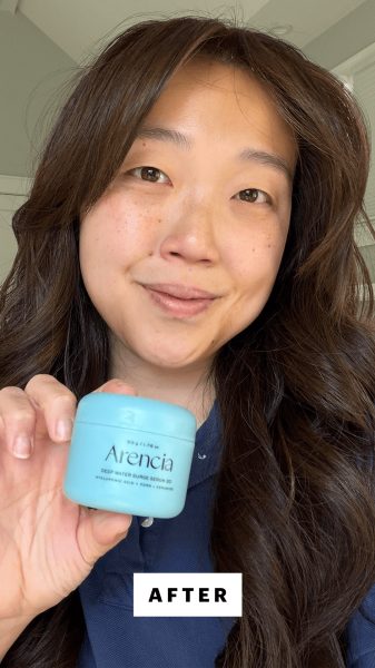 Lee after applying the Arencia Deep Water Surge Serum 30